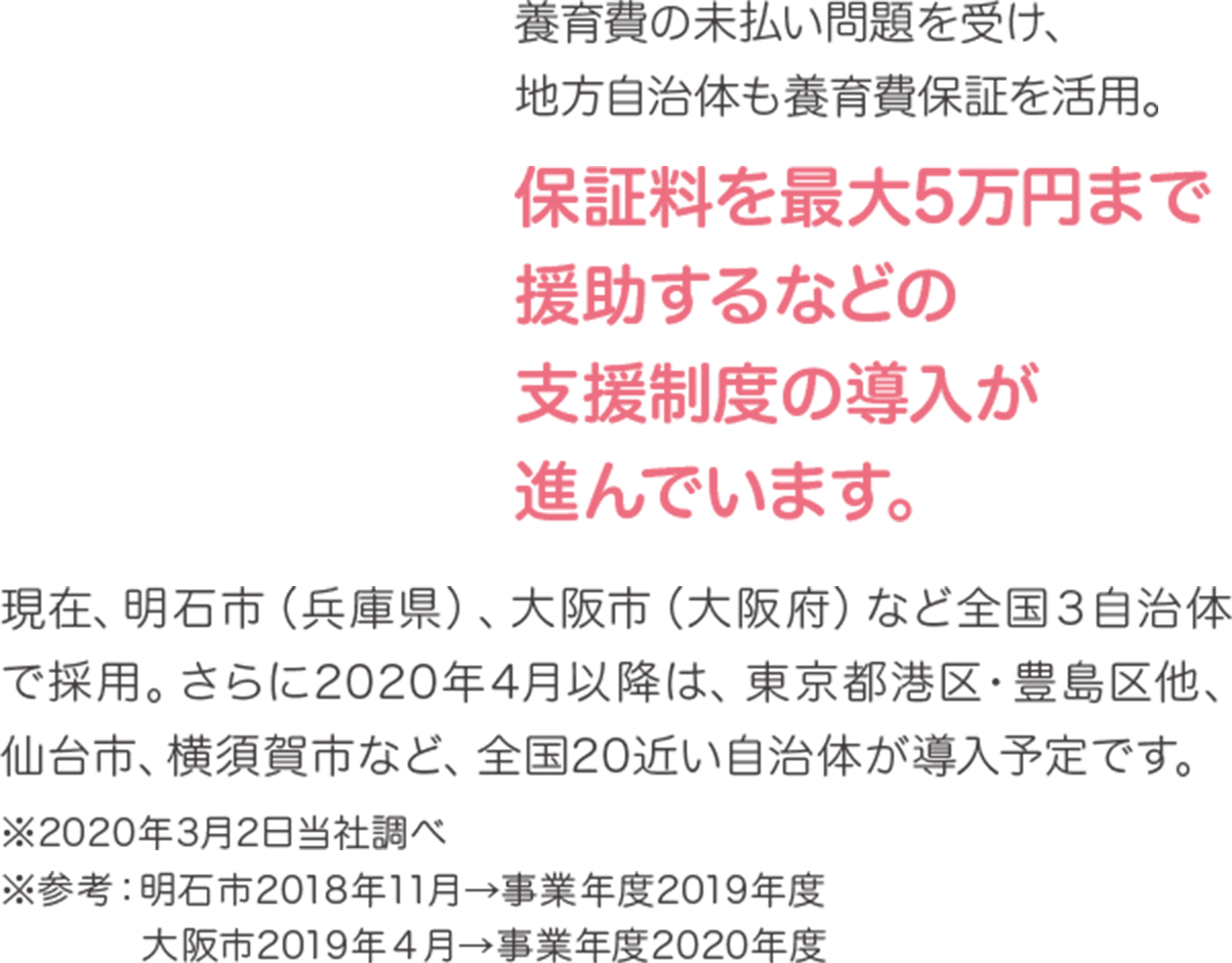 養育費の未払い問題を受け、 地方自治体も養育費保証を活用。